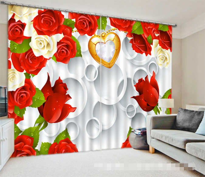 3D Flowers And Necklace 1313 Curtains Drapes Wallpaper AJ Wallpaper 