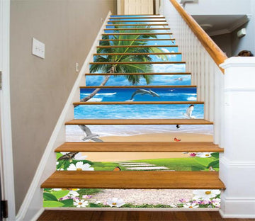 3D Lively Beach 795 Stair Risers Wallpaper AJ Wallpaper 