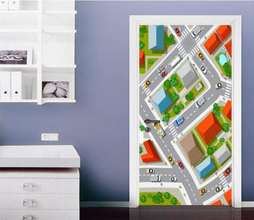 3D City Planning Map 35 Door Mural Wallpaper AJ Wallpaper 