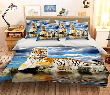 3D Seaside Tiger 245 Bed Pillowcases Quilt Wallpaper AJ Wallpaper 