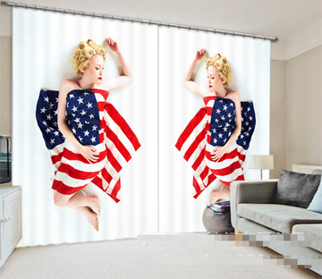 3D American Flags Women 958 Curtains Drapes Wallpaper AJ Wallpaper 