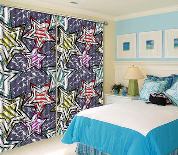 3D Stars Pattern 561 Curtains Drapes Wallpaper AJ Wallpaper 