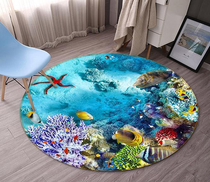 3D Sea Floor Scenery 79 Round Non Slip Rug Mat Mat AJ Creativity Home 