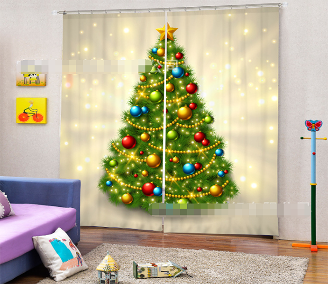 3D Shining Christmas Tree 2057 Curtains Drapes Wallpaper AJ Wallpaper 