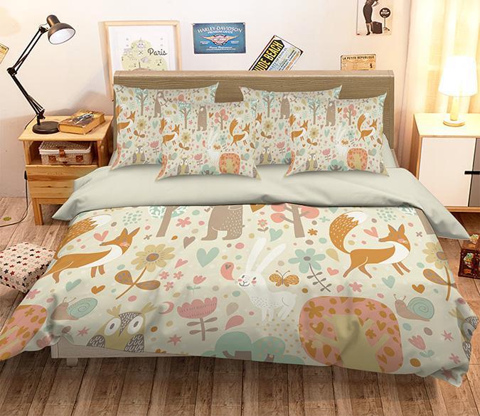 3D Animals Flowers Pattern 348 Bed Pillowcases Quilt Wallpaper AJ Wallpaper 