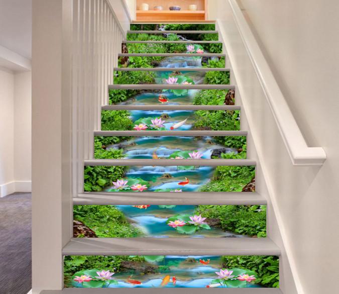 3D Beautiful River Flowers 565 Stair Risers Wallpaper AJ Wallpaper 