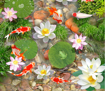 3D Stream Lotus Floor Mural Wallpaper AJ Wallpaper 2 