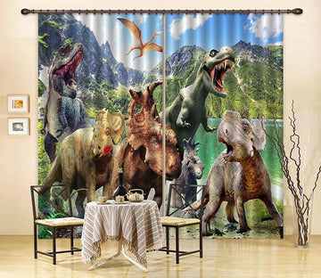 3D Lake Dinosaurs 2241 Curtains Drapes Wallpaper AJ Wallpaper 