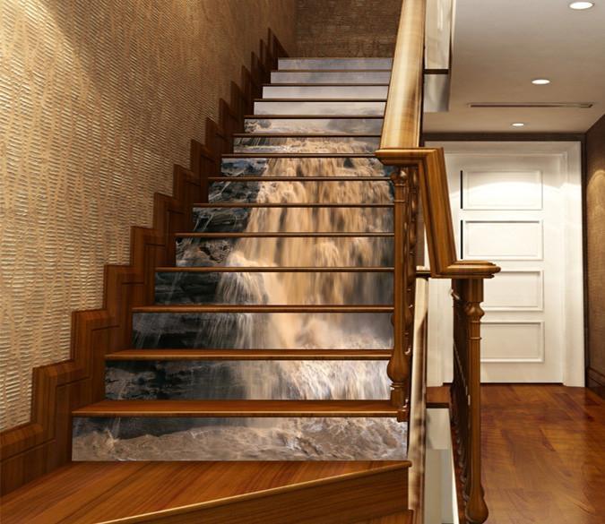3D Turbid Waterfall 1307 Stair Risers Wallpaper AJ Wallpaper 