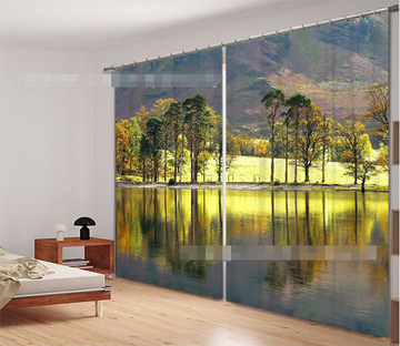 3D Mountain Lake Scenery 925 Curtains Drapes Wallpaper AJ Wallpaper 