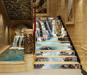 3D River Waterfalls 1119 Stair Risers Wallpaper AJ Wallpaper 