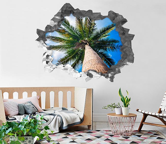 3D Tropical Tall Tree 213 Broken Wall Murals Wallpaper AJ Wallpaper 