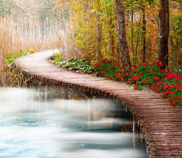 3D Forest Wood Bridge Floor Mural Wallpaper AJ Wallpaper 2 