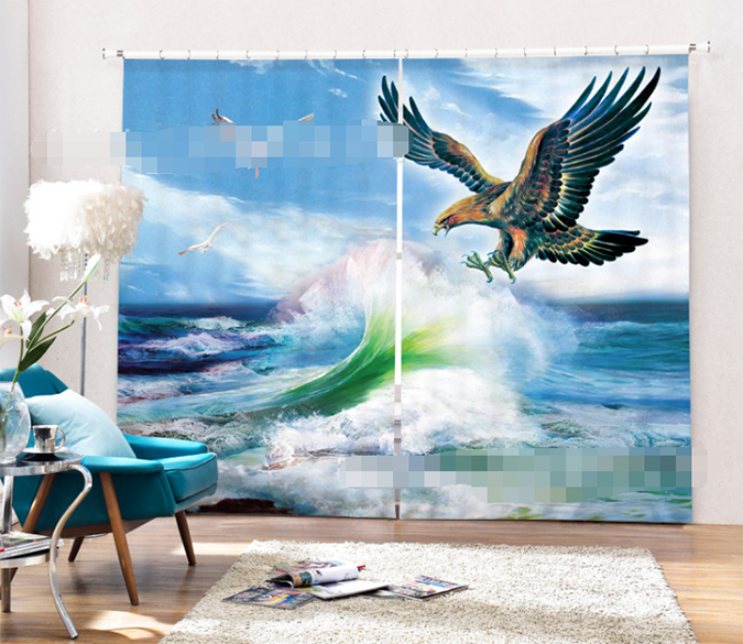 3D Sea Surfing Eagle 2127 Curtains Drapes Wallpaper AJ Wallpaper 