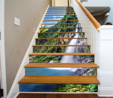 3D Mountain Waterfall Lake 83 Stair Risers Wallpaper AJ Wallpaper 