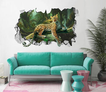 3D Forest Leopard 103 Broken Wall Murals Wallpaper AJ Wallpaper 