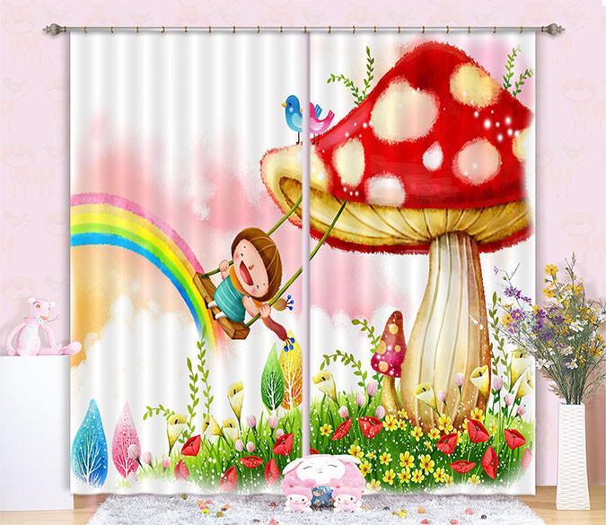 3D Mushroom Swing 67 Curtains Drapes Wallpaper AJ Wallpaper 
