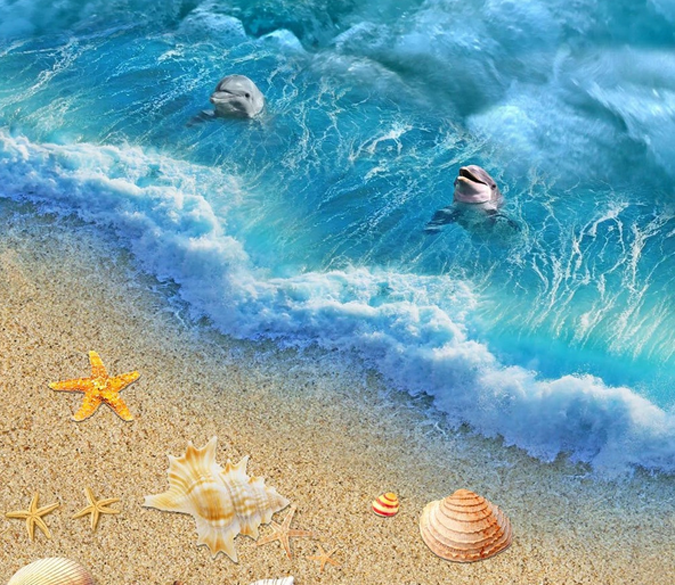 3D Beach Starfish Sea Bird Palm Entire Living Room Wallpaper Wall Mura –  IDecoRoom