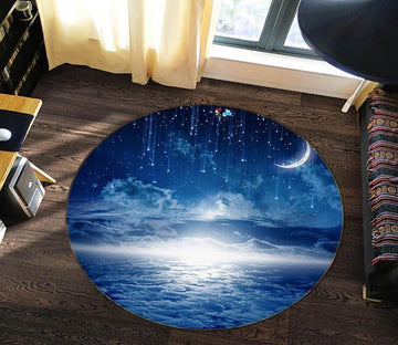 3D Blue Sky Hanging Stars 2 Round Non Slip Rug Mat Mat AJ Creativity Home 