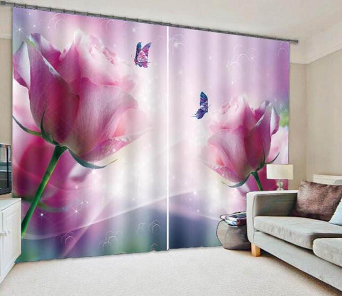 3D Flowers Butterflies 894 Curtains Drapes Wallpaper AJ Wallpaper 