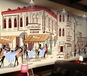 Hand-Painted City 1 Wallpaper AJ Wallpapers 