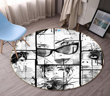 3D Graffiti Fashion Girls 73 Round Non Slip Rug Mat Mat AJ Creativity Home 