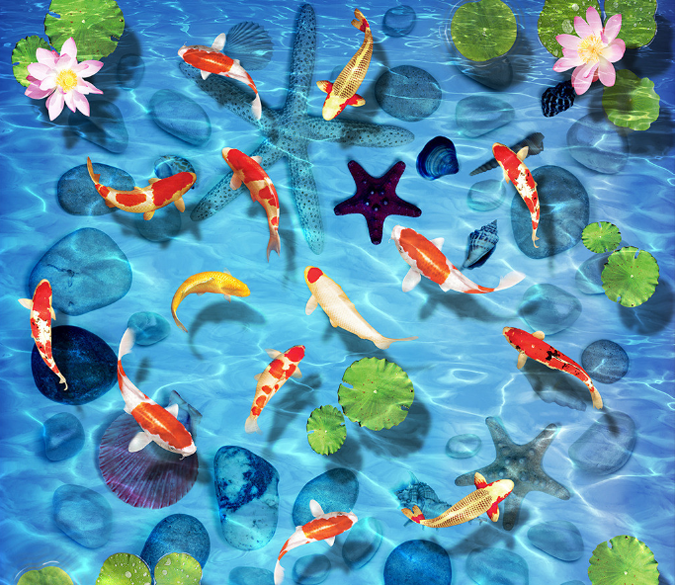 3D Clear Blue Water Floor Mural Wallpaper AJ Wallpaper 2 