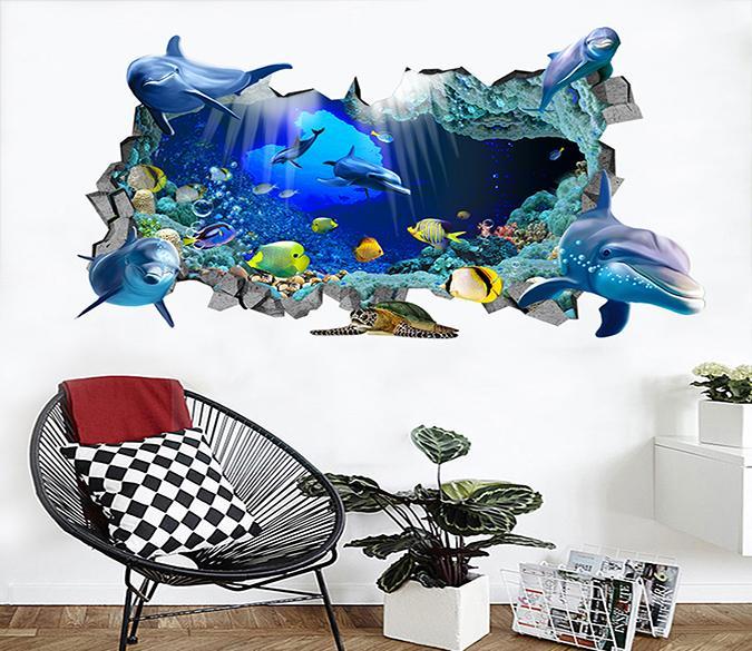 3D Ocean World 43 Broken Wall Murals Wallpaper AJ Wallpaper 