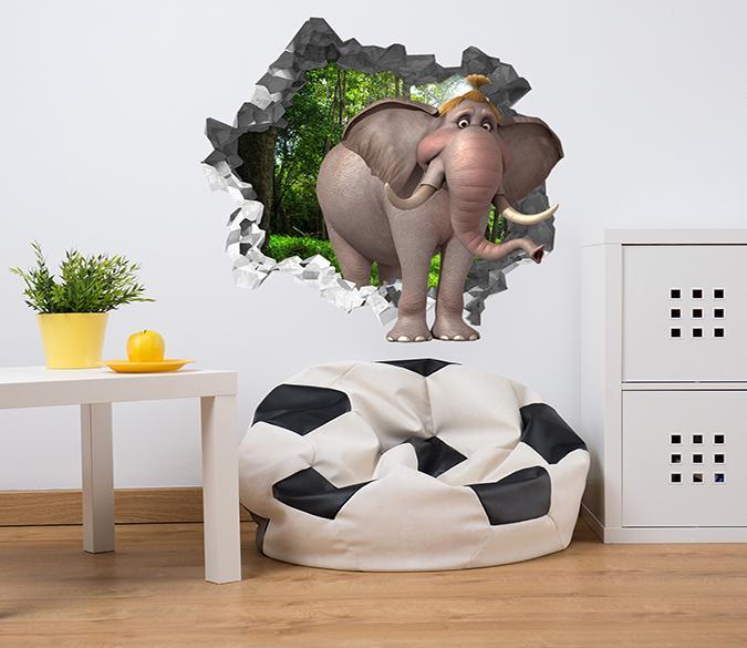 3D Lovely Elephant 86 Broken Wall Murals Wallpaper AJ Wallpaper 
