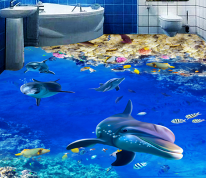 3D Coral And Fish Floor Mural Wallpaper AJ Wallpaper 2 