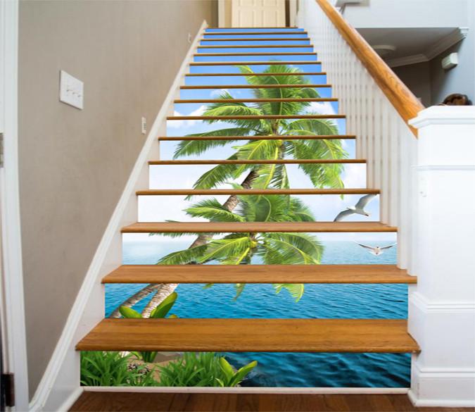 3D Sea Trees Birds 599 Stair Risers Wallpaper AJ Wallpaper 