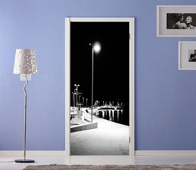 3D Lakeside Street Lights 29 Door Mural Wallpaper AJ Wallpaper 