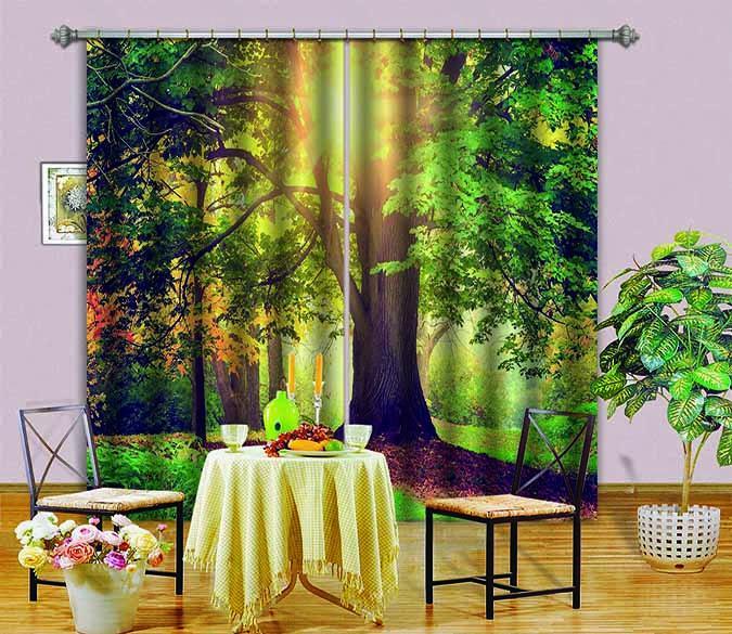 3D Lush Tree Sunshine 658 Curtains Drapes Wallpaper AJ Wallpaper 