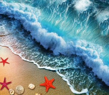 3D Beach Wave Floor Mural Wallpaper AJ Wallpaper 2 