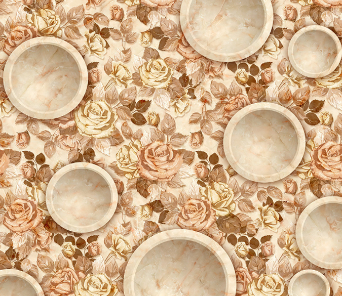 3D Flowers And Plates Floor Mural Wallpaper AJ Wallpaper 2 