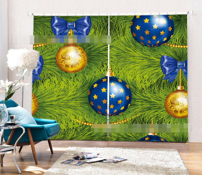 3D Christmas Tree Balls 2090 Curtains Drapes Wallpaper AJ Wallpaper 