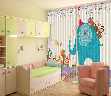3D Lovely Elephant Pattern 168 Curtains Drapes Wallpaper AJ Wallpaper 