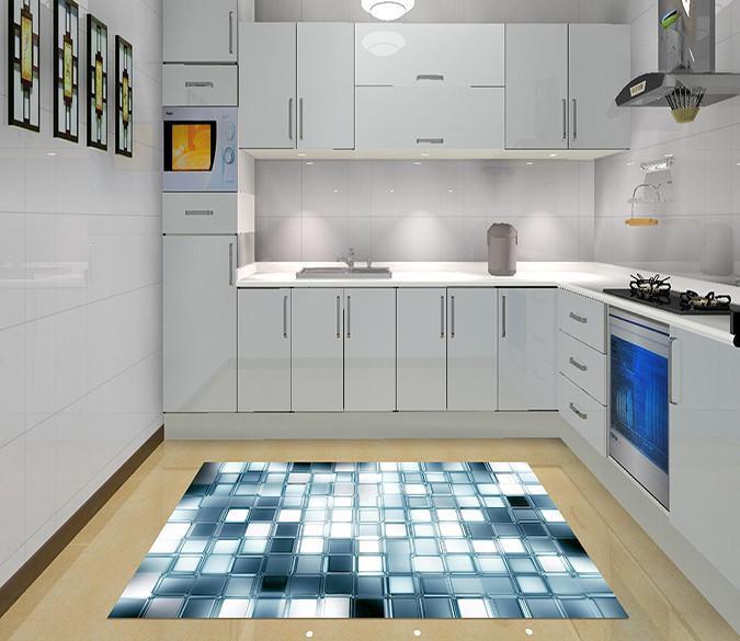3D Shiny Square Grids Kitchen Mat Floor Mural Wallpaper AJ Wallpaper 