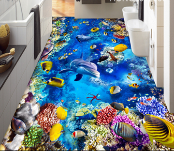 3D Colorful Marine World Floor Mural Wallpaper AJ Wallpaper 2 