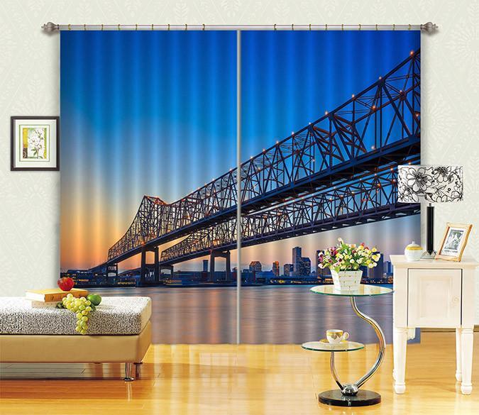 3D Sunset City Bridge 464 Curtains Drapes Wallpaper AJ Wallpaper 