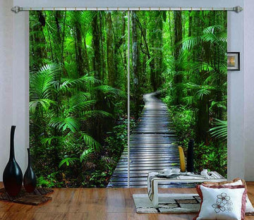 3D Green Forest Wooden Path 759 Curtains Drapes Wallpaper AJ Wallpaper 