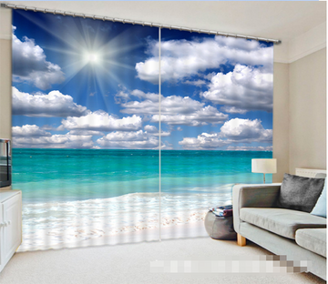 3D Blue Sea White Clouds 1325 Curtains Drapes Wallpaper AJ Wallpaper 