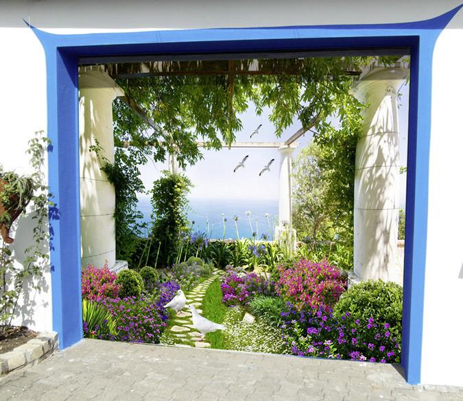 3D Garden Flowers Birds 307 Garage Door Mural Wallpaper AJ Wallpaper 