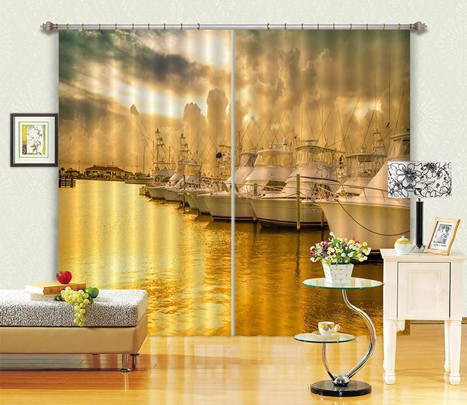 3D Port Yachts 329 Curtains Drapes Wallpaper AJ Wallpaper 