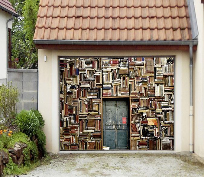 3D Room Crowded Books 304 Garage Door Mural Wallpaper AJ Wallpaper 