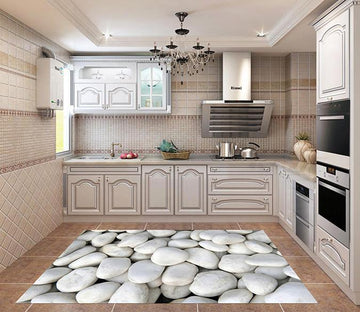 3D White Stones Kitchen Mat Floor Mural Wallpaper AJ Wallpaper 