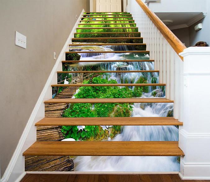 3D River Sightseeing Bridge 1359 Stair Risers Wallpaper AJ Wallpaper 
