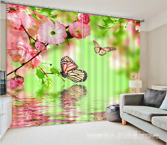 3D Flowers And Butterflies 1028 Curtains Drapes Wallpaper AJ Wallpaper 