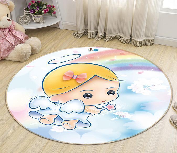 3D Lovely Rainbow Angel 33 Round Non Slip Rug Mat Mat AJ Creativity Home 