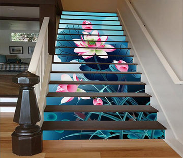 3D Shiny Lotus Flowers 1596 Stair Risers Wallpaper AJ Wallpaper 